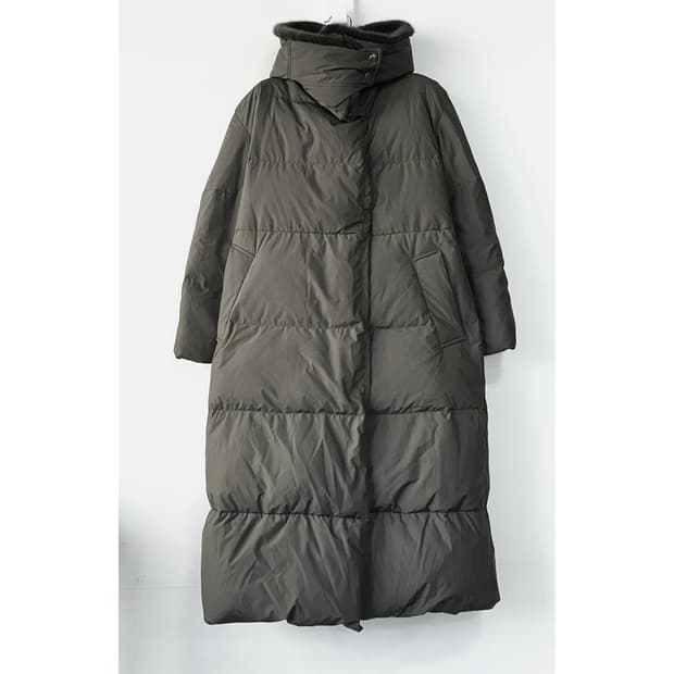 시스템 퍼 트리밍 다운 롱 패딩