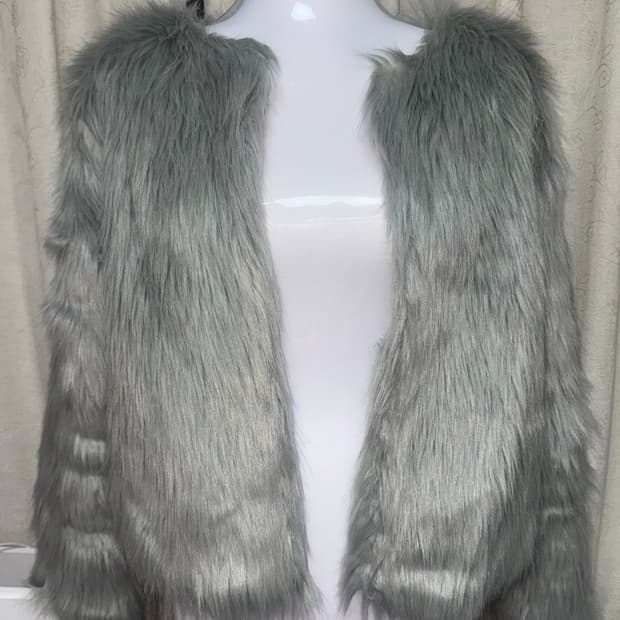 Silver semi crop fur jacket