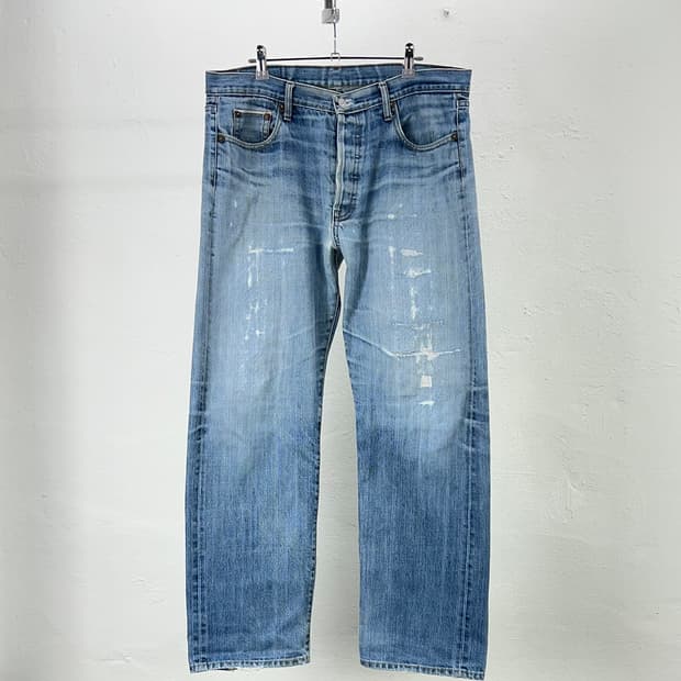 리바이스 501 빅 E 하드 페이 디드 버튼 플라이 데님 팬츠