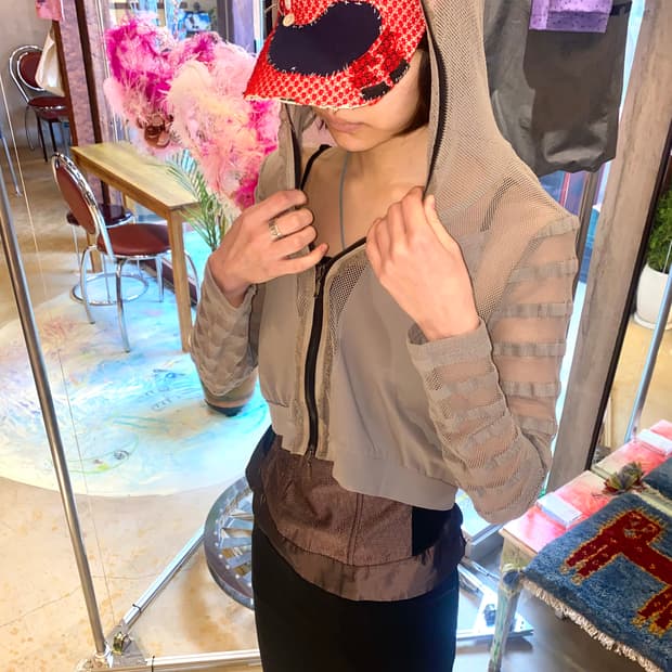 빈티지 Sun Light 테크웨어 사이버 펑크 메쉬 집업