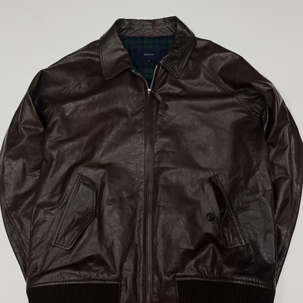 산드로 브라운 카라 레더 자켓