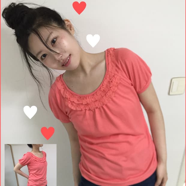 vintage frill coral balloon top T
