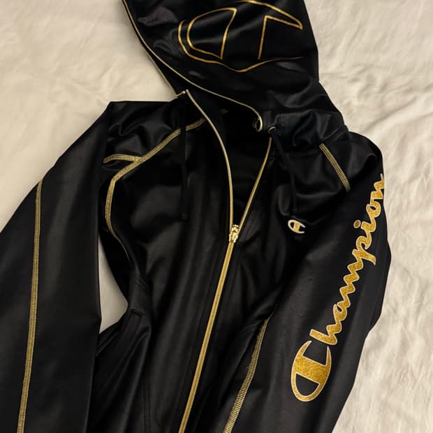 챔피온 검금 딱붙 후드집업 M