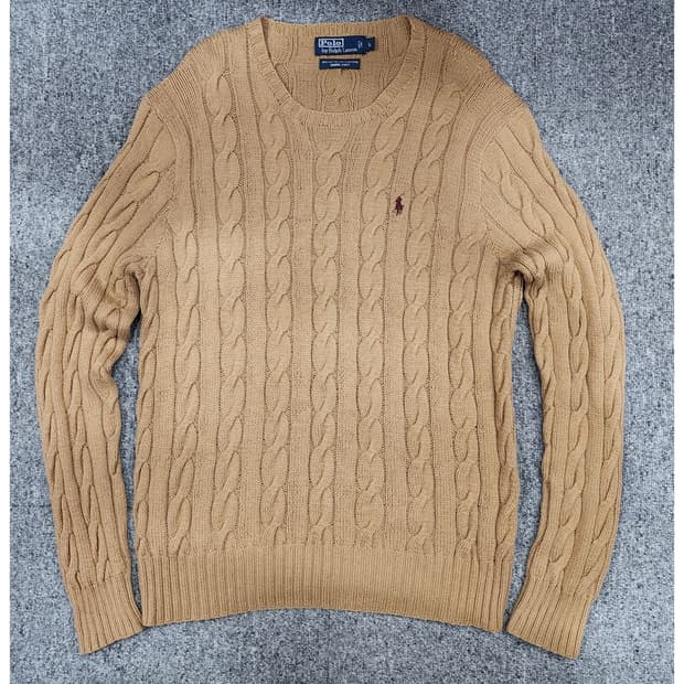 폴로 랄프로렌 코튼 캐시미어 케이블 꽈배기 니트 L