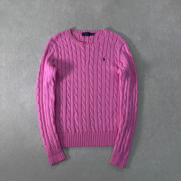 95 폴로랄프로렌 핑크 꽈배기 니트 