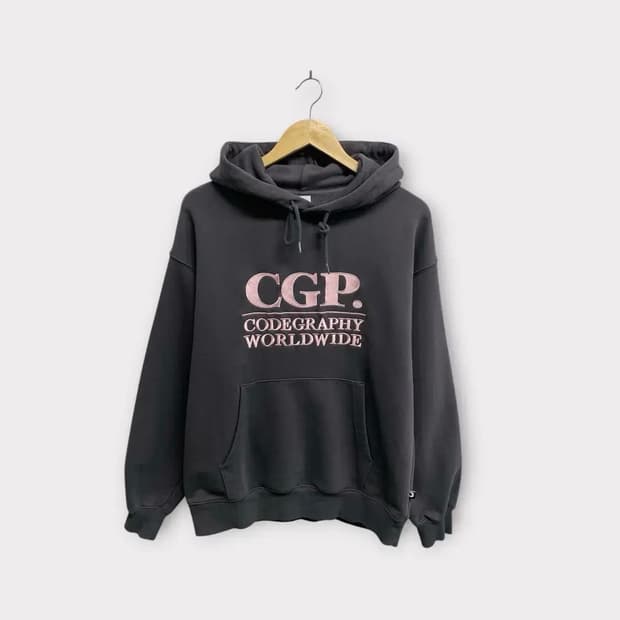 코드그라피 로고 차콜컬러 후드티 M