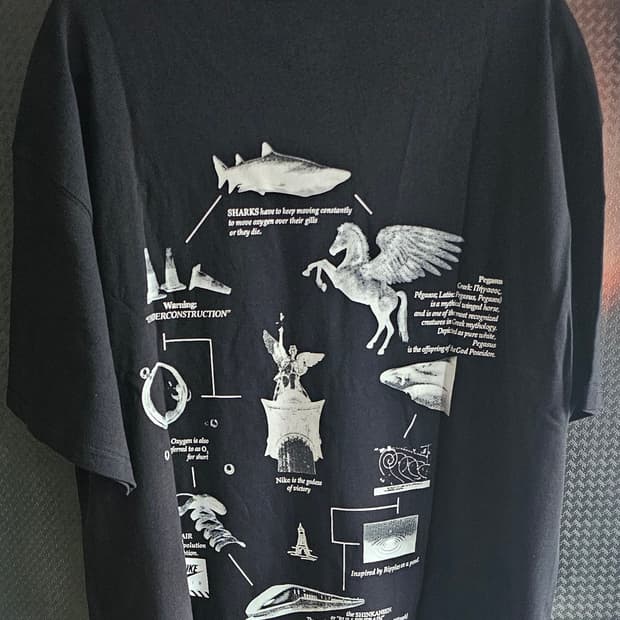 정품)나이키에어그래픽프린팅블랙티셔츠 105사이즈새상품미사용