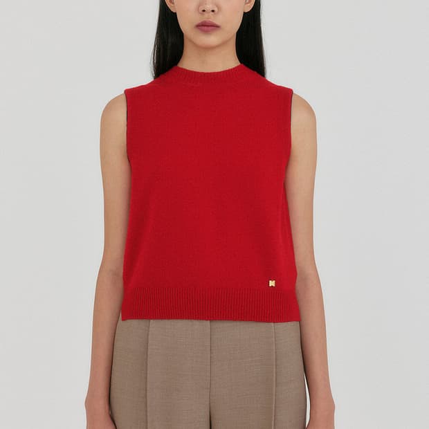 EENK 잉크 잔 라운드넥 니트 베스트