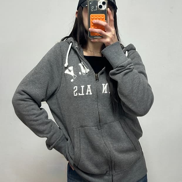 아베크롬비 y2k 디스트레스드 후드집업 그레이