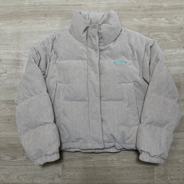 게스 덕다운 코듀로이 봄버패딩