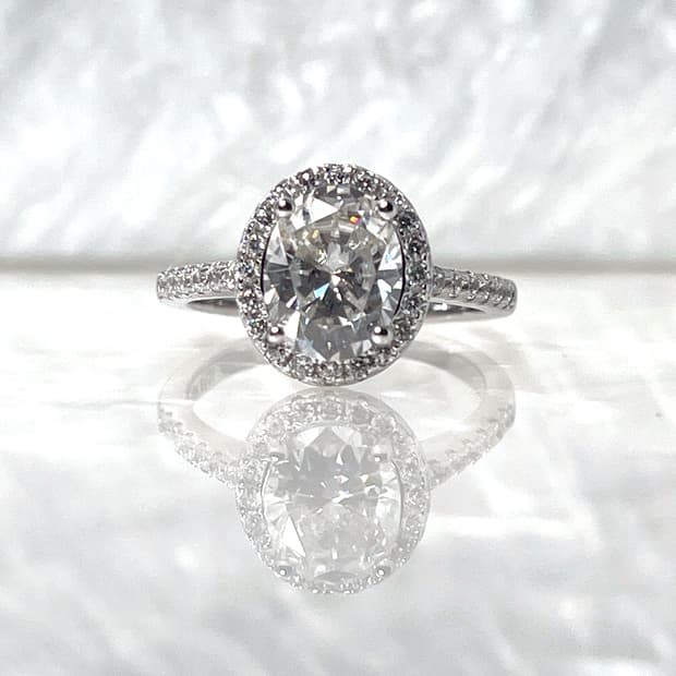 *새상품* 모이사나이트 오벌 컷 파베 헤일로 은반지