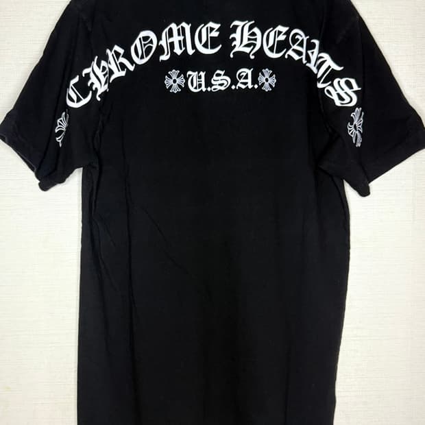 크롬하츠 스크립트 레터 로고 티셔츠