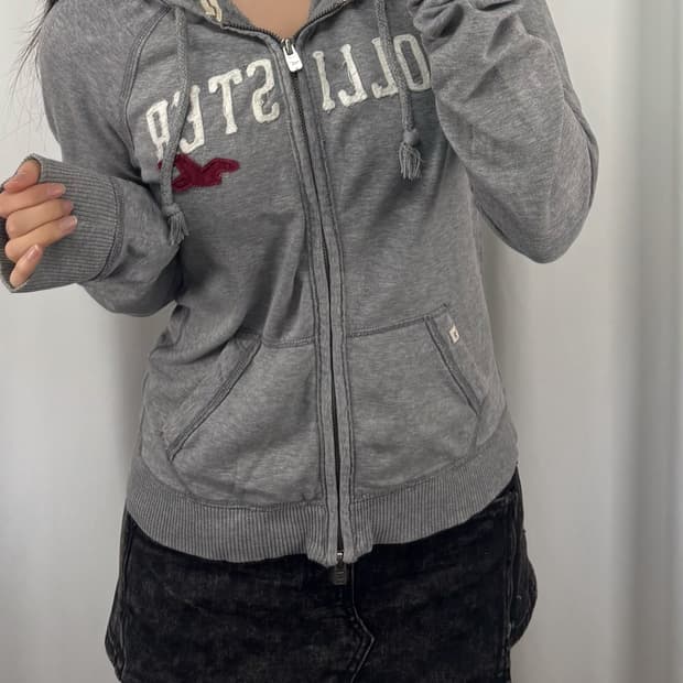 홀리스터 그레이 후드집업