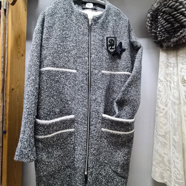 듀엘 트위드 집업코트