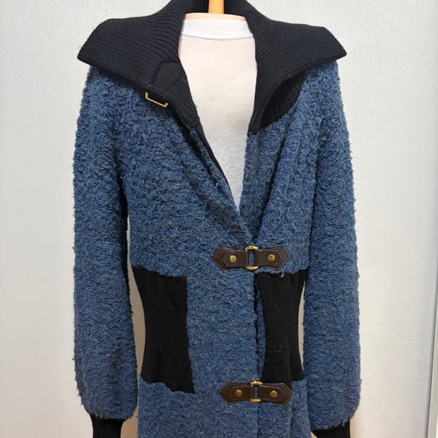 버클 롱 니트 가디건 코트 