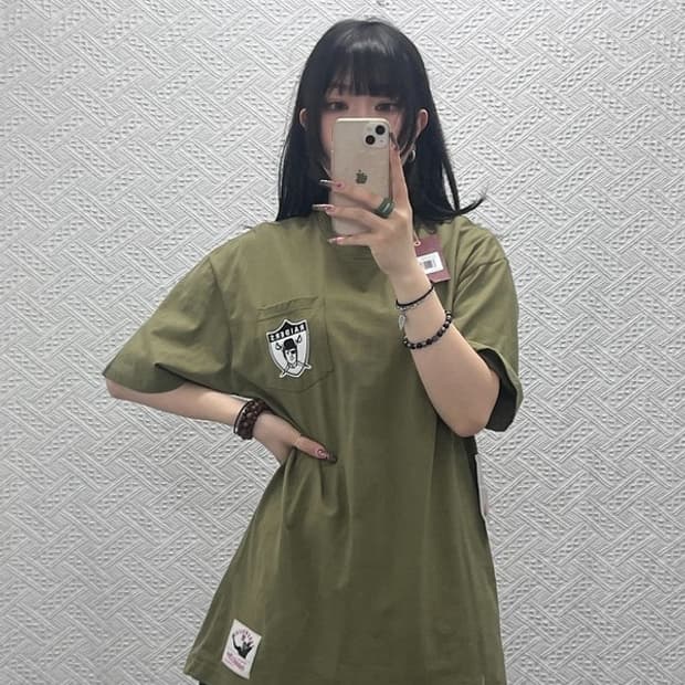 미첼엔네스 캐주얼 스트릿 말차카키 반팔티 M C11882