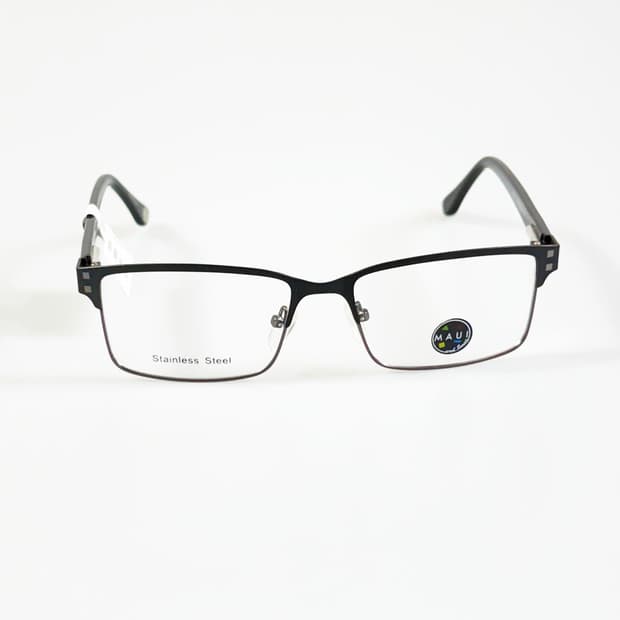 MAUI 블랙 슬림 스퀘어 메탈 프레임 빈티지 안경