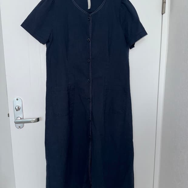 Navy Stitch Button One-Piece
