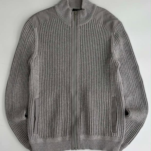 [M] 캘빈클라인 진스 00s 그레이 립 니트 집업 자켓