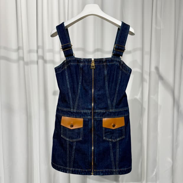 (38) 루이비통 레더 액센트 데님 미니 드레스