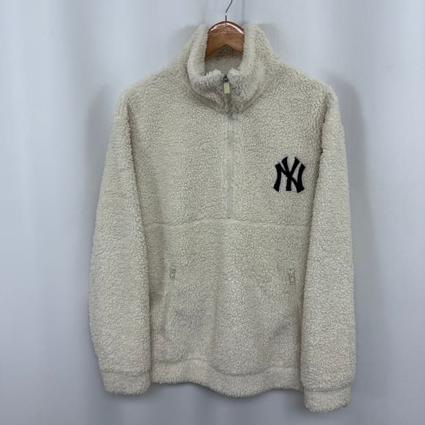 MLB 남성 반집업 기모 뽀글이티셔츠 아이보리 95 M