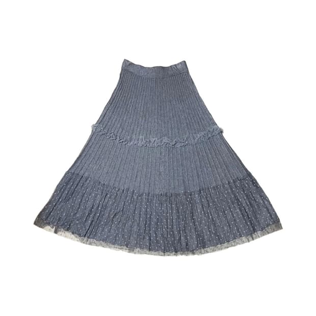 Knit pleats × Dotted mesh Skirt