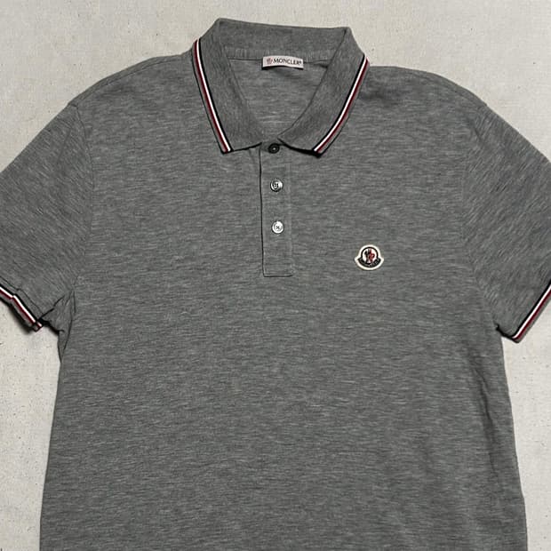 L 몽클레어 여성용 그레이 카라 반팔 티셔츠