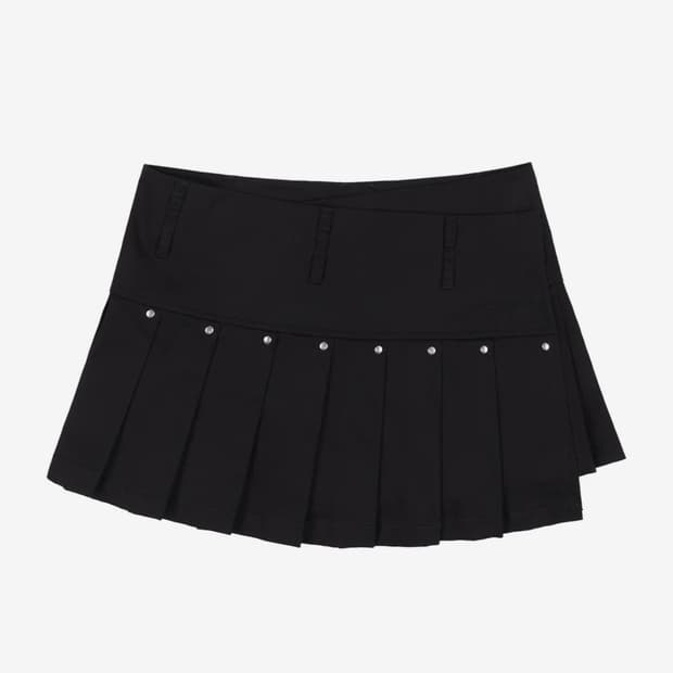 팬시클럽 플리츠 레이어드 랩 스커트 치마 (BLACK)