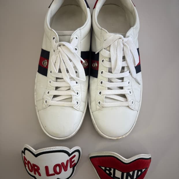 GUCCI 구찌 레더 스니커즈 (패치 탈착 가능) 운동화 단화 로퍼 플랫