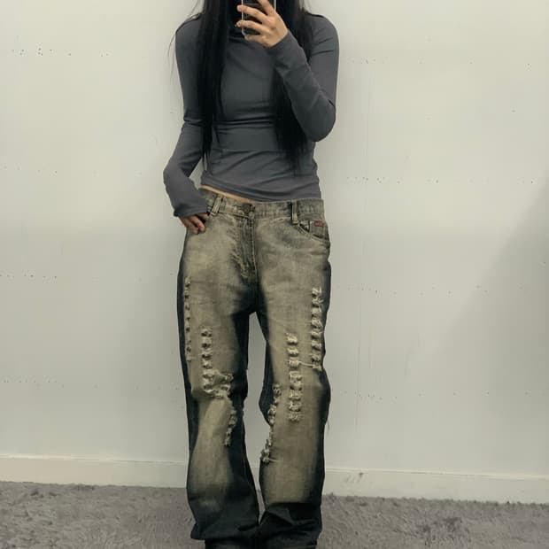 본더치 워싱 데미지 데님