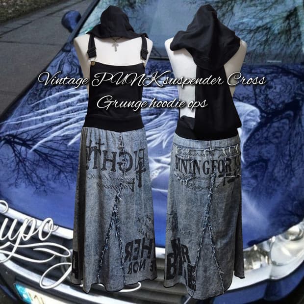 Vintage PUNK suspender Cross Grunge hood