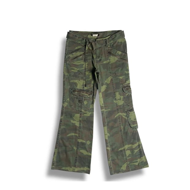 Hucom 카모 패턴 부츠컷 팬츠