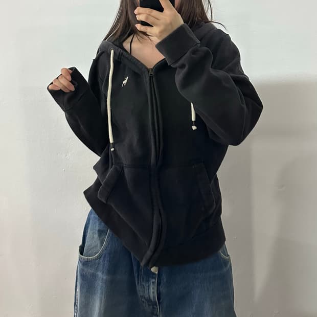 (M) 아베크롬비 후드 집업 블랙