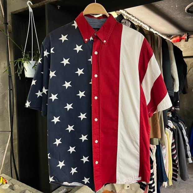 RED HEAD USA 미국 성조기 셔츠 레드 S #csz577