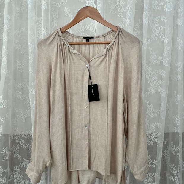 L) 새상품 마시모두띠 셔링 블라우스 베이지