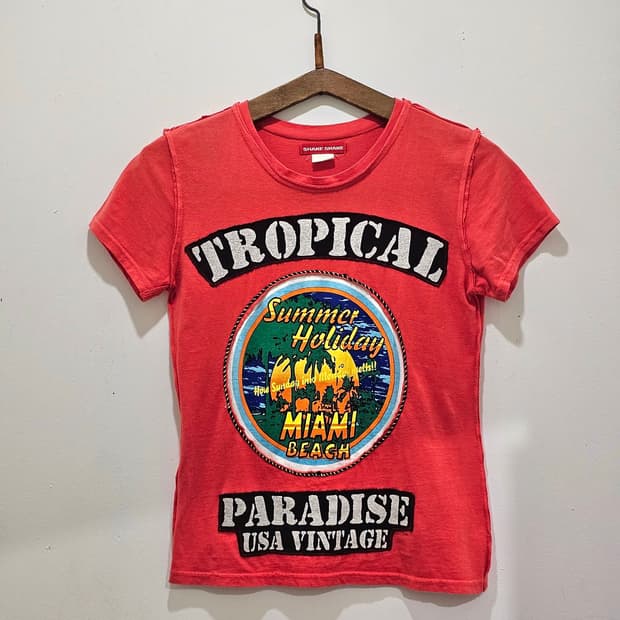 Tropical Miami Beach 레드 오렌지 반팔T