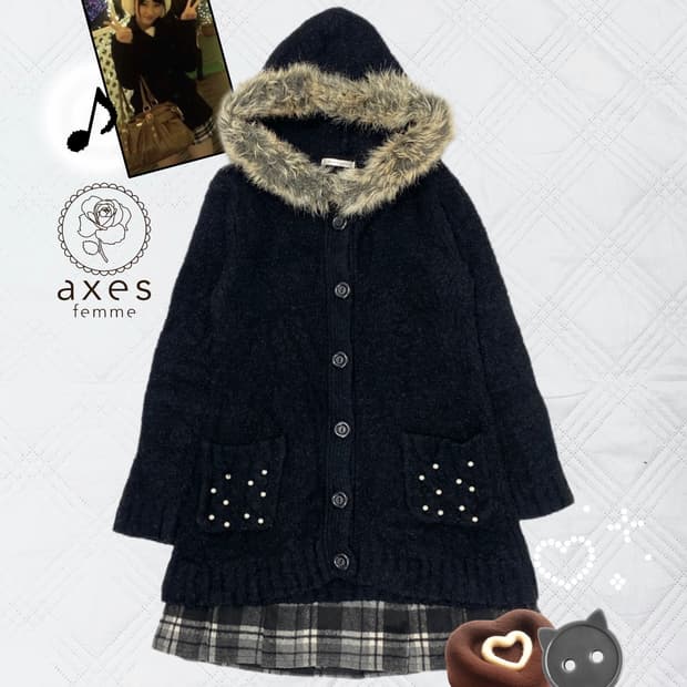 ꒰ঌ 엑시즈팜 울프죠 폭닥 가디건 세트 ໒꒱