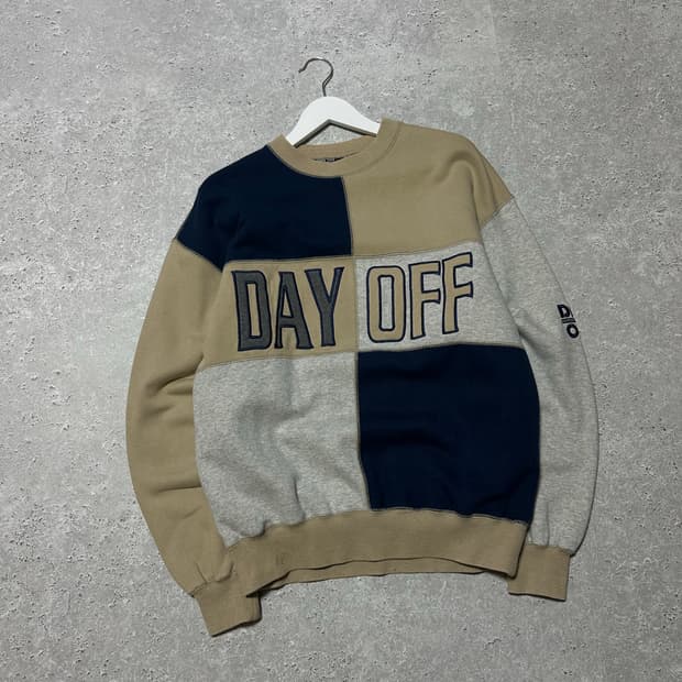 DAY OFF 빅로고 블록패턴 일본 빈티지 맨투맨 