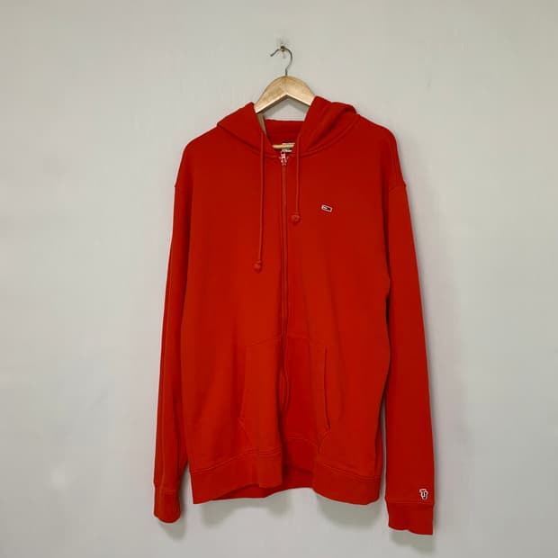 타미힐피거 타미진스 빈티지 베이직 후드집업 레드 XL 