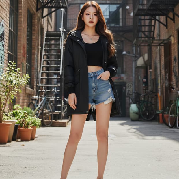 CK 캘빈클라인 블랙 후드 롱 패딩_S