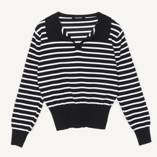 style soup 스트라이프 카라 긴팔