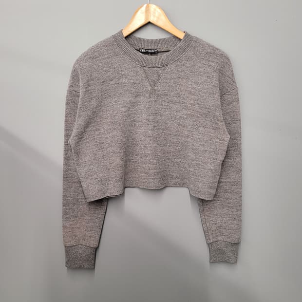 Zara 자라 크롭 니트 스웨터 그레이