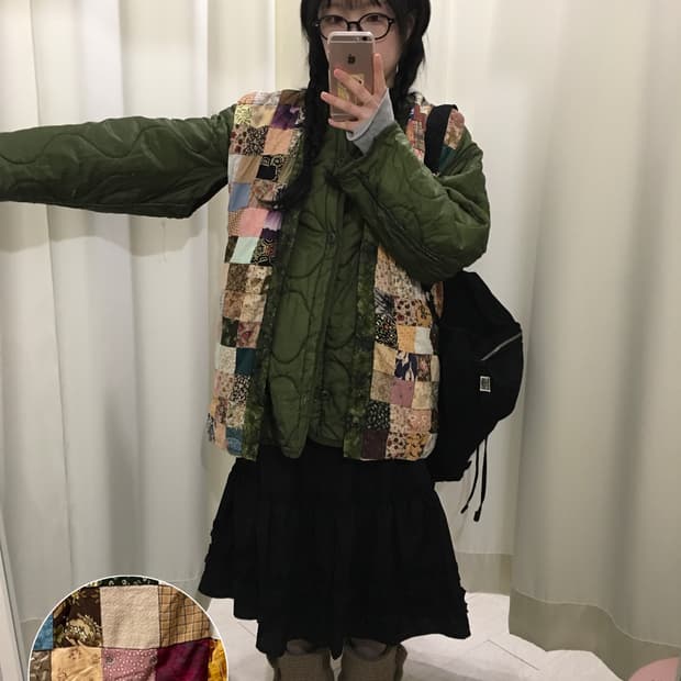 하구미 패치 누빔 베스트