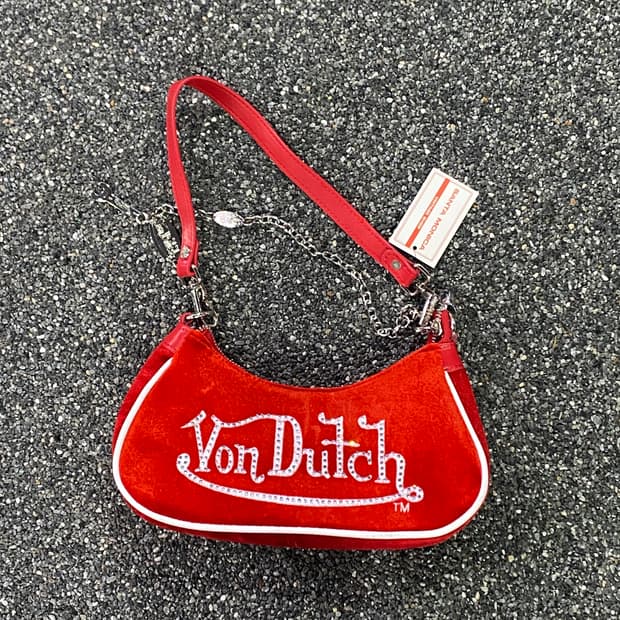 본더치 빅로고 벨벳 레드 숄더백 B3313