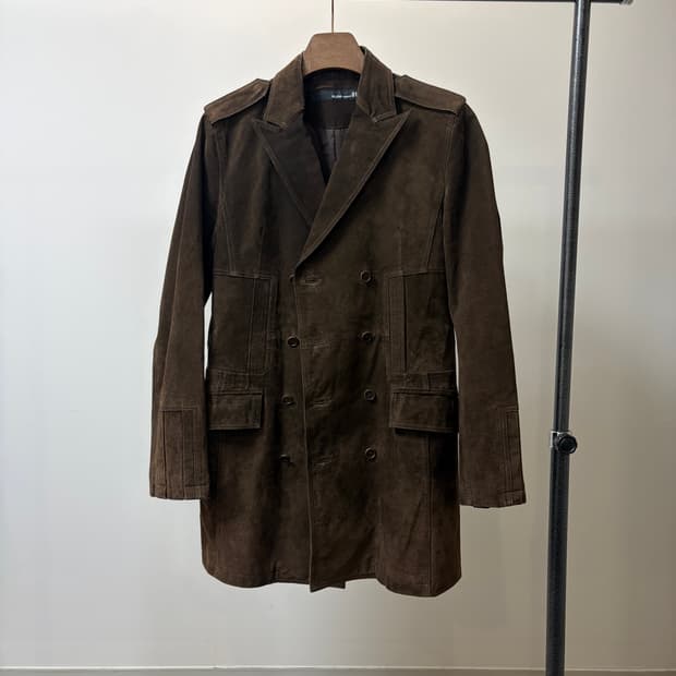 (L) eloq 엘록 돈피 브라운 스웨이드 더블 견장 자켓