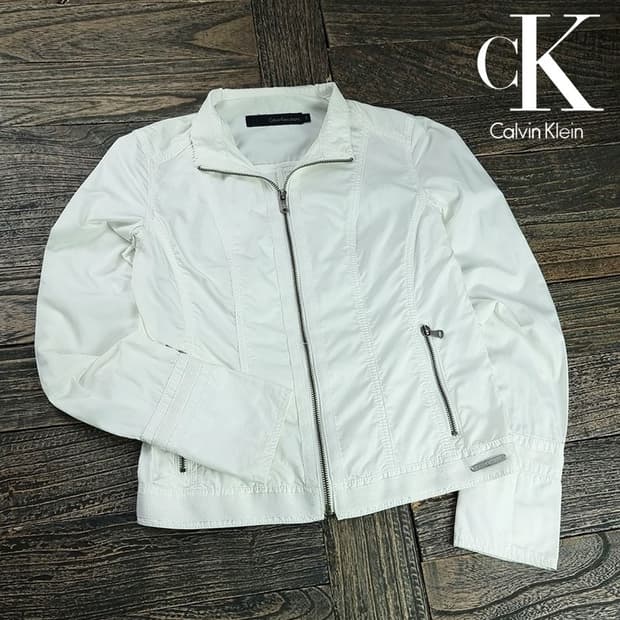 [캘빈클라인] 코튼 바이커 집업 자켓 화이트 M19963