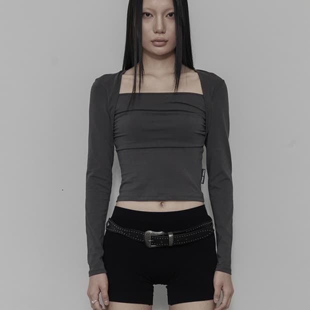 므넴 볼레로 셔링 탑 리뉴얼 버전 차콜 2사이즈