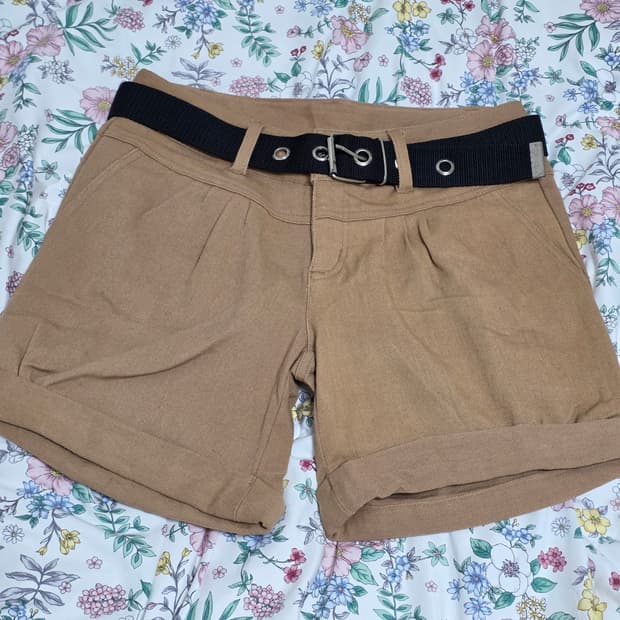 빈티지)데일리 라떼갸루 모리걸 브라운베이지 벨트포함 반바지