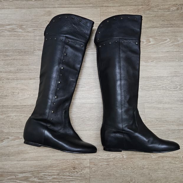 미착용) 에스콰이어 스터드 가죽 롱부츠 245