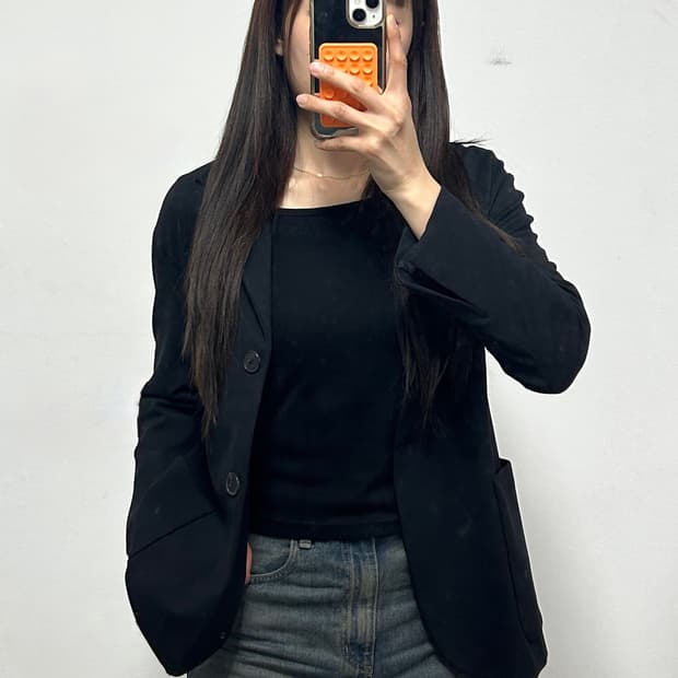 질샌더 투버튼 싱글 블레이저 블랙
